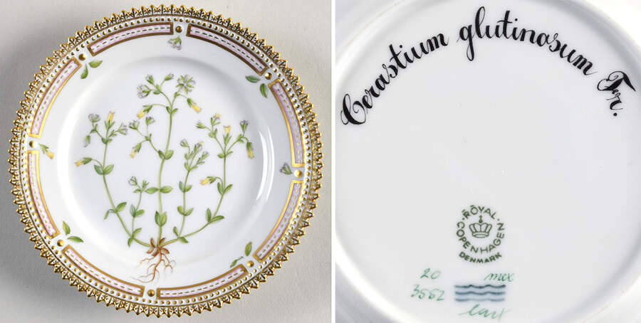 Flora Danica (1961 To Current) Bread & Butter Plate-Cerastium glutinosum Fr. by Royal Copenhagen-1