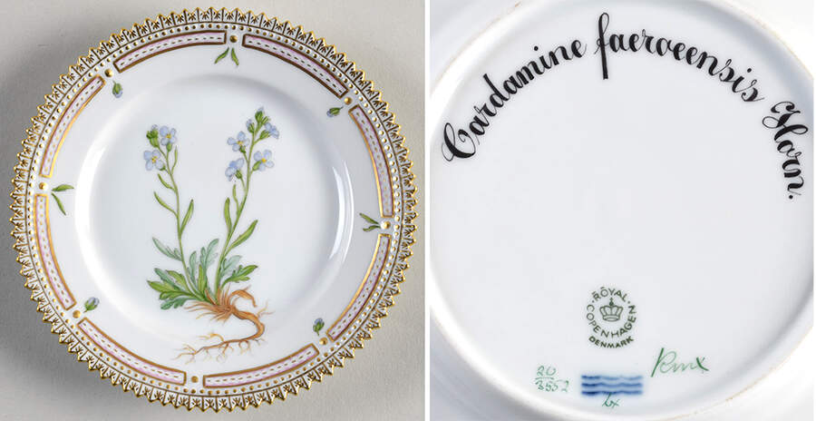 Flora Danica (1961 To Current) Bread & Butter Plate-Cardamine faeraeensis Horn. by Royal Copenhagen-1