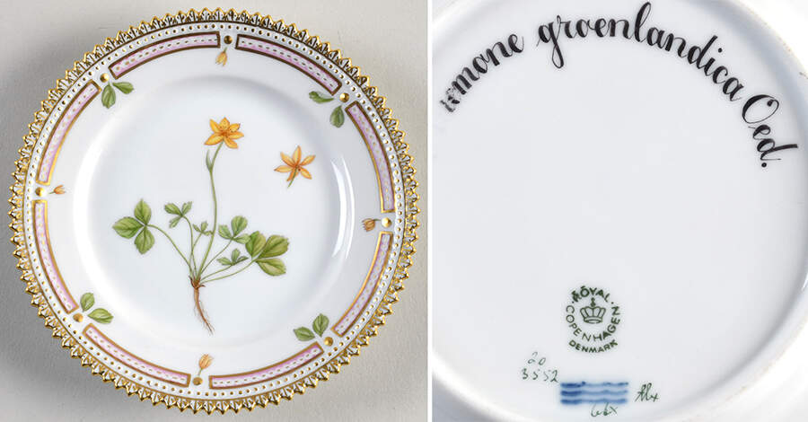 Flora Danica (1961 To Current) Bread & Butter Plate-Anemone groenlandica Oed by Royal Copenhagen-1