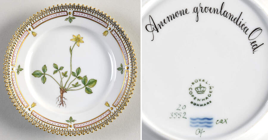 Flora Danica (1961 To Current) Bread & Butter Plate-Anemone groenlandica Oed by Royal Copenhagen-1