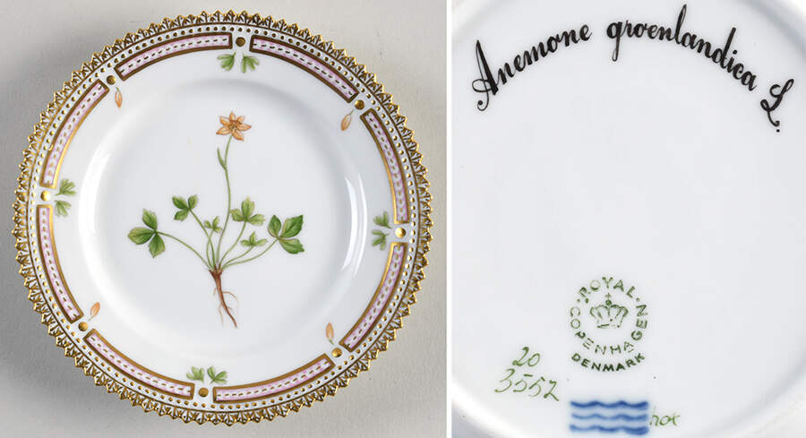 Flora Danica (1961 To Current) Bread & Butter Plate-Anemone groenlandica Oed by Royal Copenhagen-1