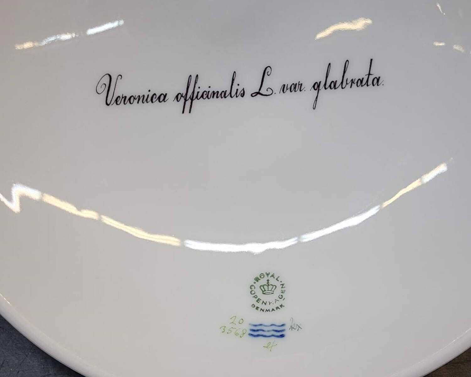 Flora Danica (1961 To Current) Lid for Round Vegetable-Veronica officinalis L var glabruta by Royal Copenhagen-1