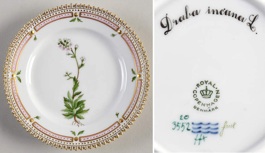 Flora Danica (1961 To Current) Bread & Butter Plate-Draba incana L. by Royal Copenhagen-1