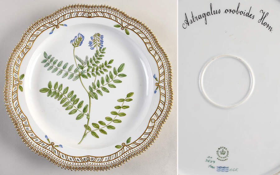 Flora Danica (1961 To Current) 14" Round Pierced Platter-Astragalus oroboides Horn. by Royal Copenhagen-1