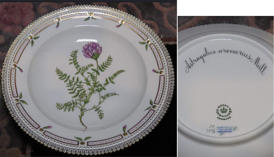 Flora Danica (1961 To Current) Rim Soup Bowl-Astragalus arenarius Mull. by Royal Copenhagen-1