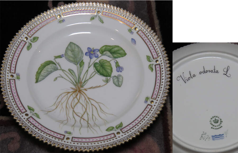 Flora Danica (1961 To Current) Salad Plate-Viola odorata L by Royal Copenhagen-1