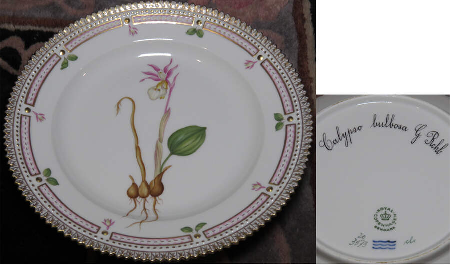 Flora Danica (1961 To Current) Salad Plate-Calypso bulbosa G Rehb by Royal Copenhagen-1
