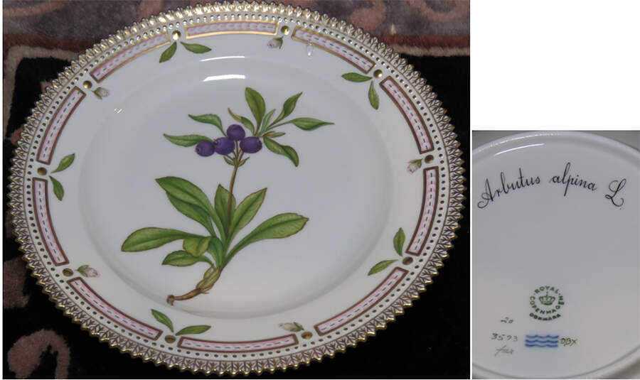Flora Danica (1961 To Current) Salad Plate-Arbutus alpina L. by Royal Copenhagen-1