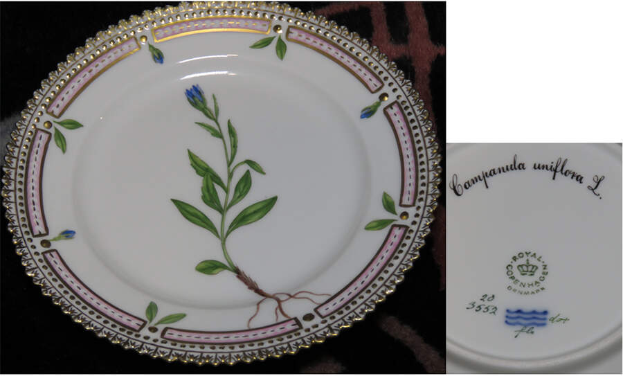 Flora Danica (1961 To Current) Bread & Butter Plate-Campanula uniflora L. by Royal Copenhagen-1