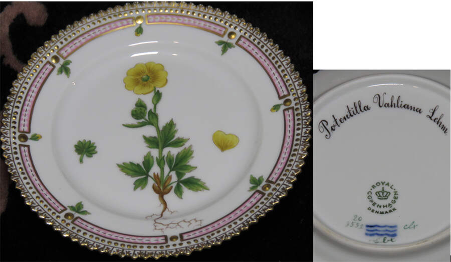 Flora Danica (1961 To Current) Bread & Butter Plate-Potentilla Vahliana Lehm. by Royal Copenhagen-1