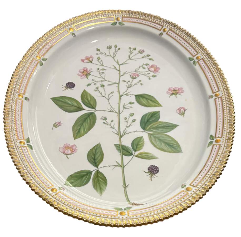Flora Danica (1961 To Current) 18" Oval Serving Platter-Rubus Sprengelii Whe. by Royal Copenhagen-1