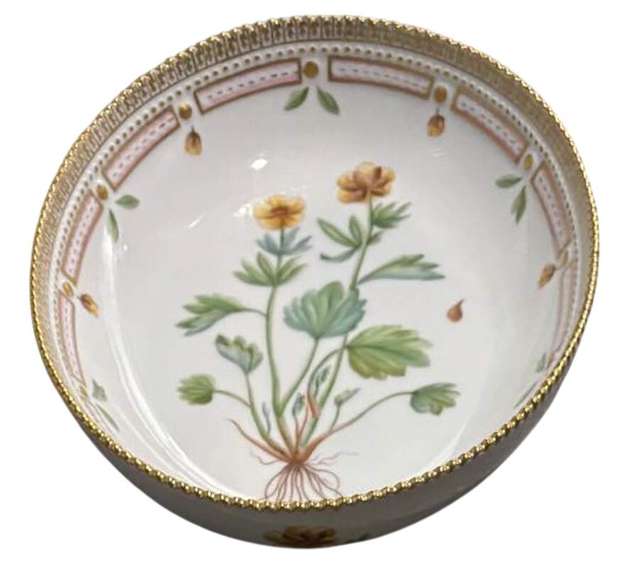 Flora Danica (1961 To Current) 10" Oval Salad Serving Bowl-Anemone silvestris L. by Royal Copenhagen-1