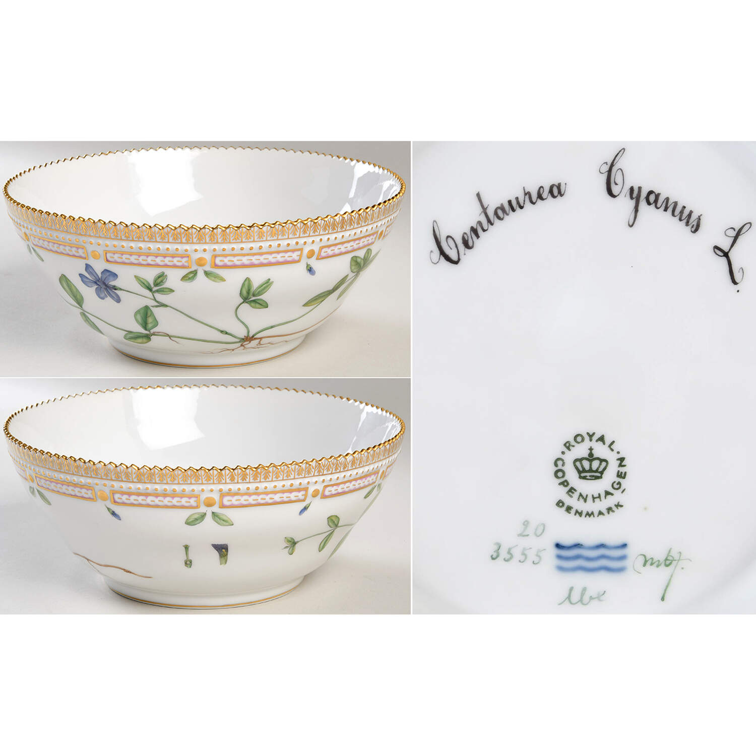 Flora Danica (1961 To Current) 9" Tapered Salad Serving Bowl-Veronica minor L. by Royal Copenhagen-1
