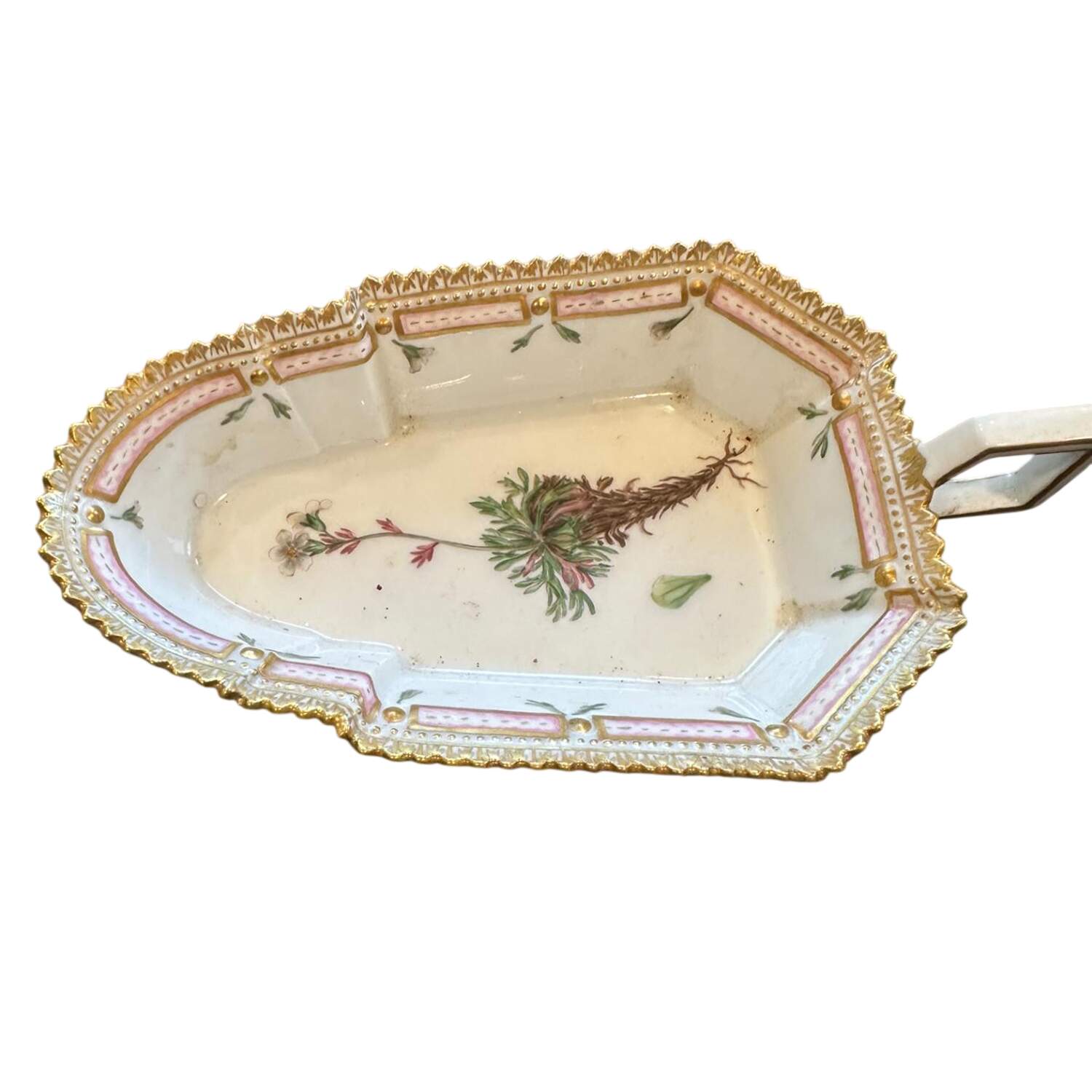 Flora Danica (1961 To Current) 7" Pickle/Accent Dish-Saxifraga caespitosa L. by Royal Copenhagen-1