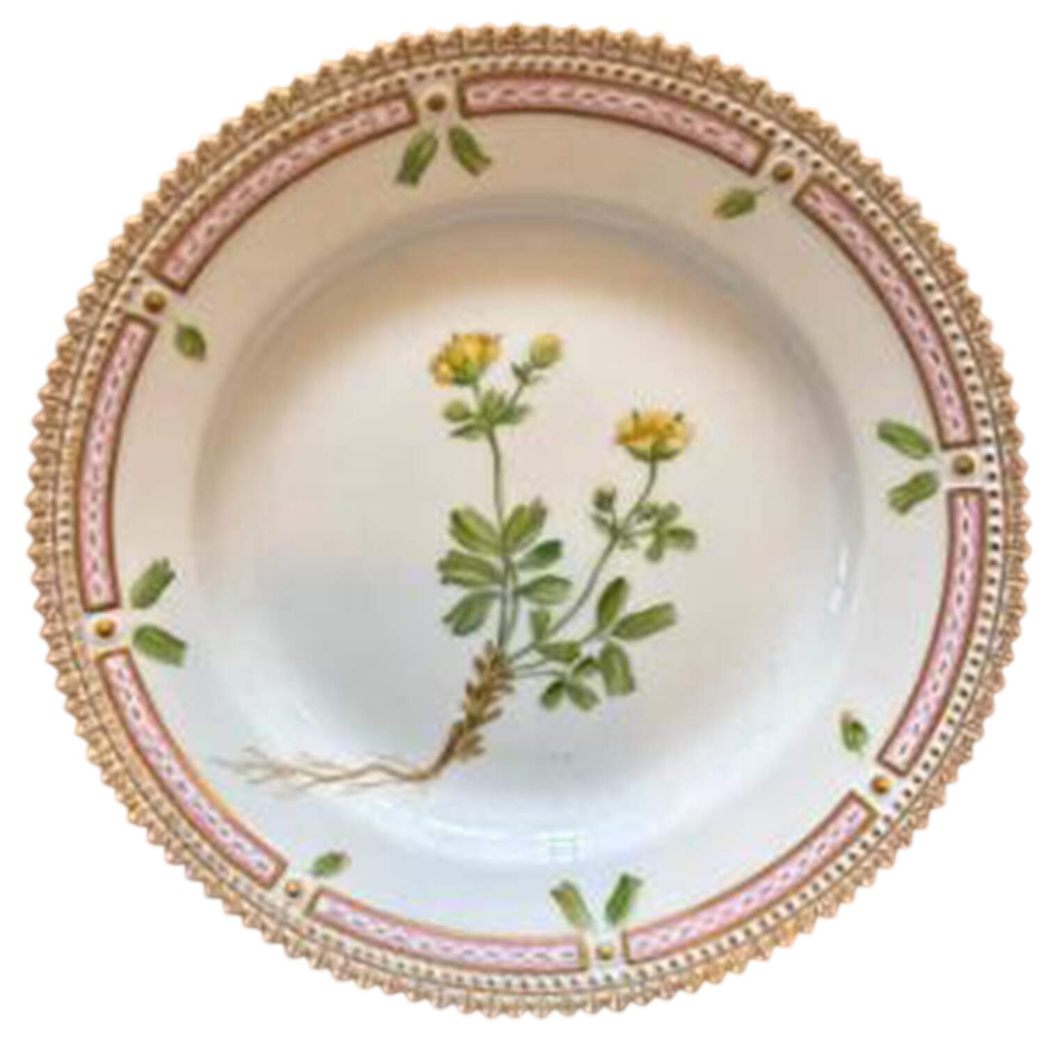 Flora Danica (1961 To Current) Dessert/Pie Plate-Potentilla retusa Miill by Royal Copenhagen-1