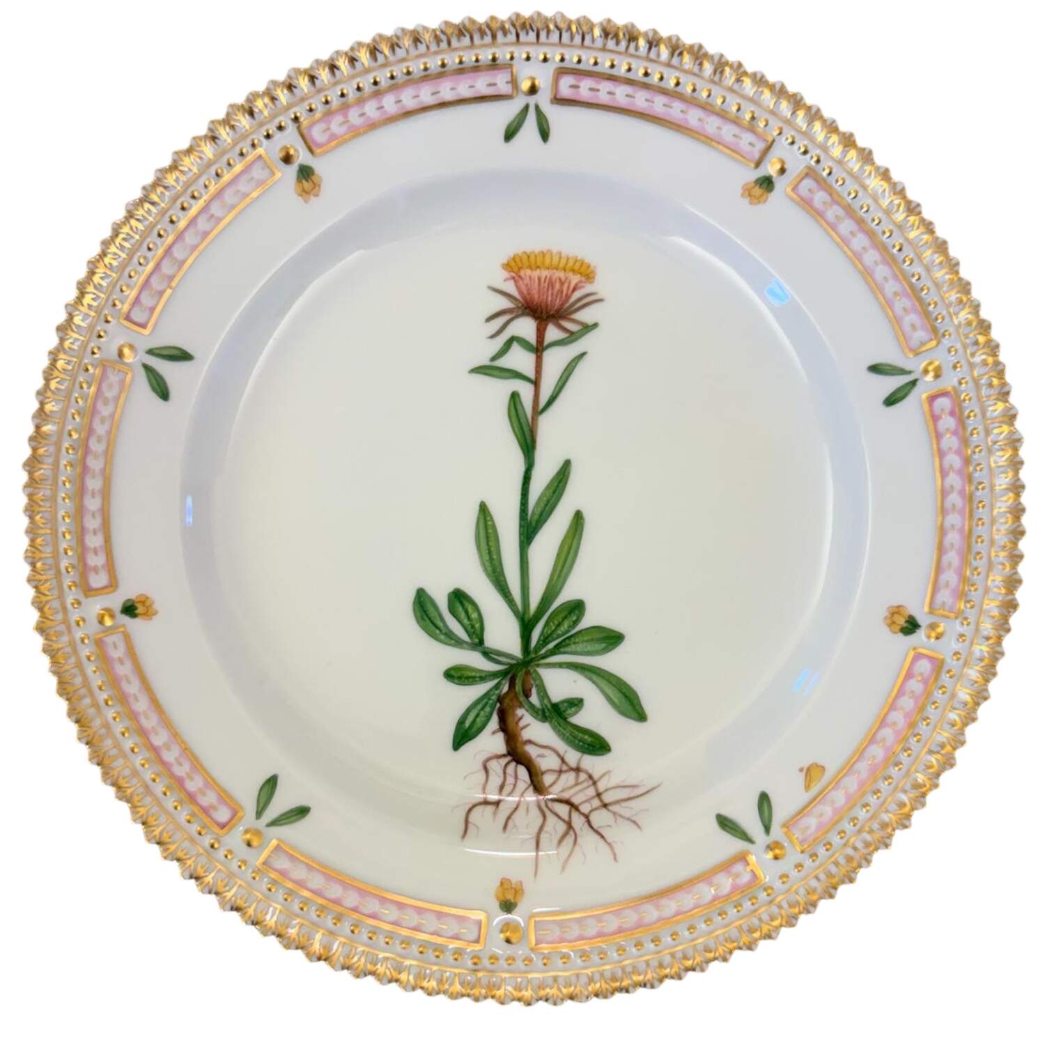 Flora Danica (1961 To Current) Salad Plate-Erigeron uniflorus L. by Royal Copenhagen-1