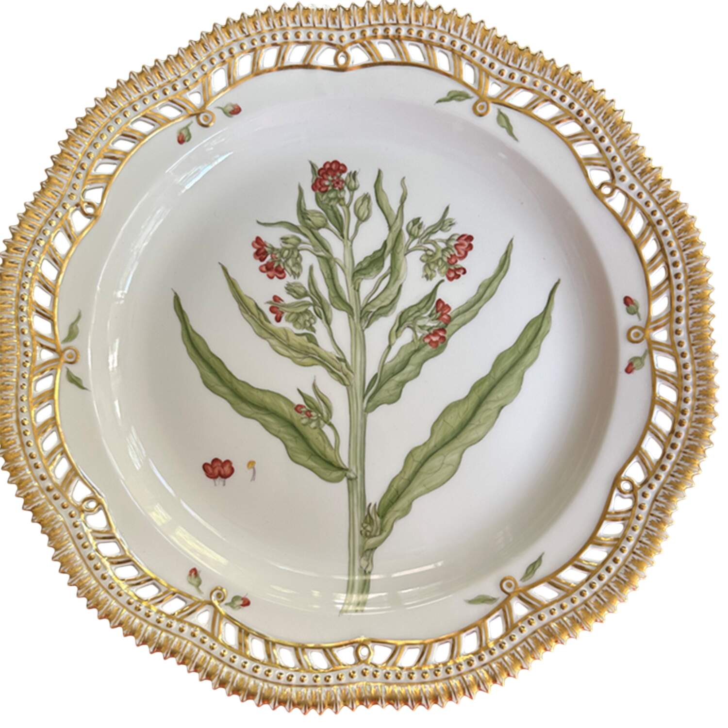 Flora Danica (1961 To Current) 10" Round Pierced Platter-Cynaglassum afficinale L by Royal Copenhagen-1