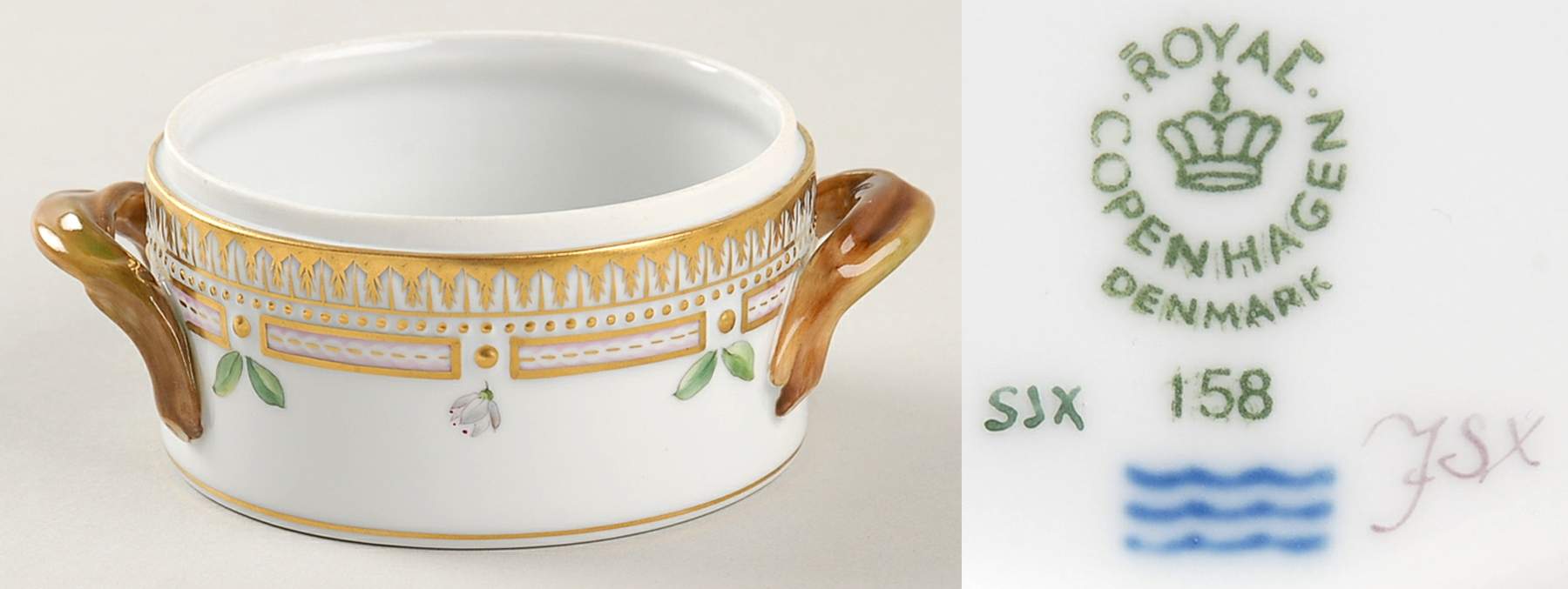 Flora Danica (1961 To Current) Small Sugar Bowl No Lid-No Decal by Royal Copenhagen-1