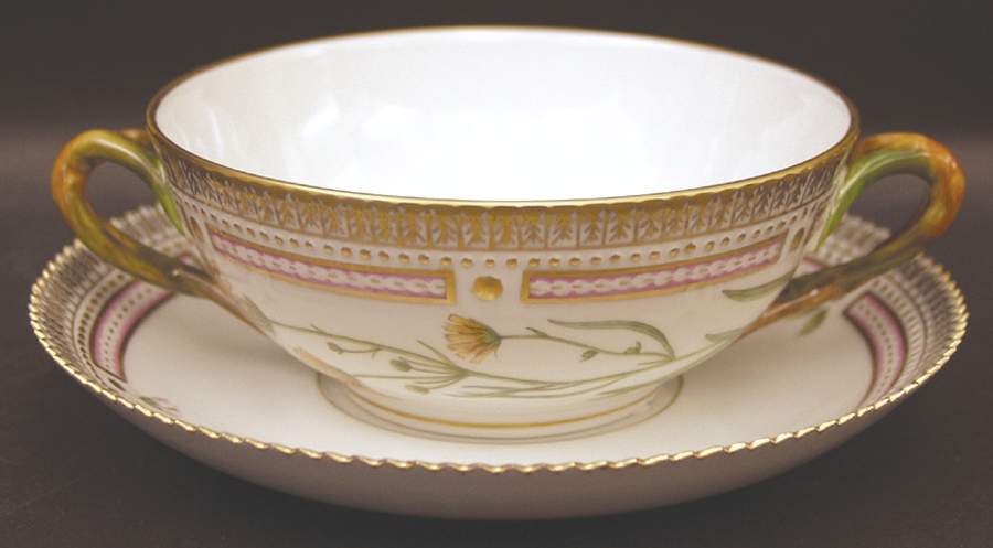 Flora Danica (1961 To Current) Flat Cream Soup & Saucer Set by Royal Copenhagen-1