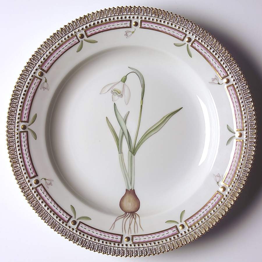 Flora Danica (1961 To Current) Dinner Plate-Galanthus nivalis L by Royal Copenhagen-1