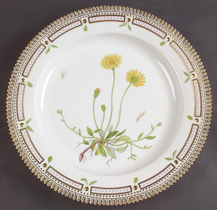 Flora Danica (1961 To Current) 11" Round Platter-Hieracium Pilosella L by Royal Copenhagen-1