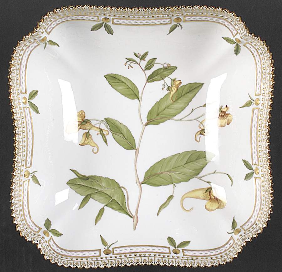 Flora Danica (1961 To Current) 8" Square Salad Serving Bowl by Royal Copenhagen-1