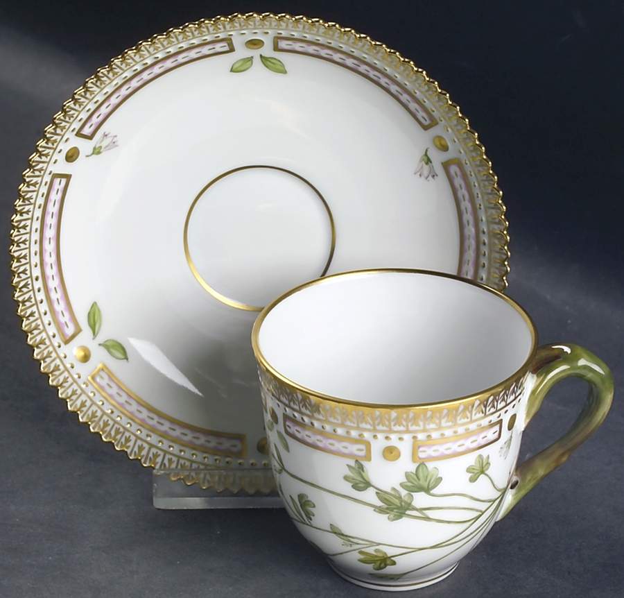 Flora Danica (1961 To Current) Flat Cup & Saucer Set by Royal Copenhagen-1