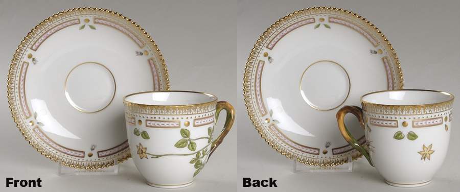 Flora Danica (1961 To Current) Flat Cup & Saucer Set-Anemone groenlandica Oed by Royal Copenhagen-1