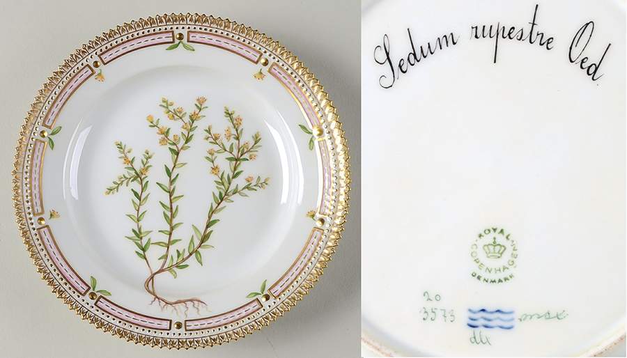 Flora Danica (1961 To Current) Salad Plate-Sedum rupestre Oed. by Royal Copenhagen-1