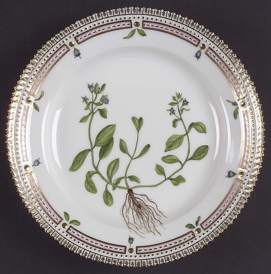 Flora Danica (1961 To Current) Salad Plate-Veronica alpina L by Royal Copenhagen-1