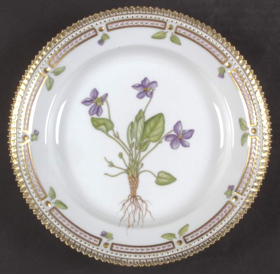 Flora Danica (1961 To Current) Salad Plate-Viola hirta L by Royal Copenhagen-1