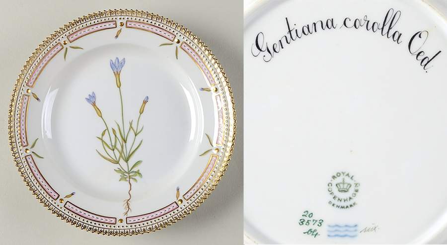 Flora Danica (1961 To Current) Salad Plate-Gentiana corolla Oed. by Royal Copenhagen-1