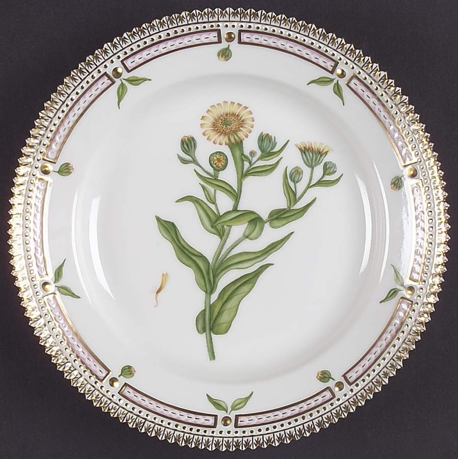 Flora Danica (1961 To Current) Salad Plate-Inula britanica L by Royal Copenhagen-1