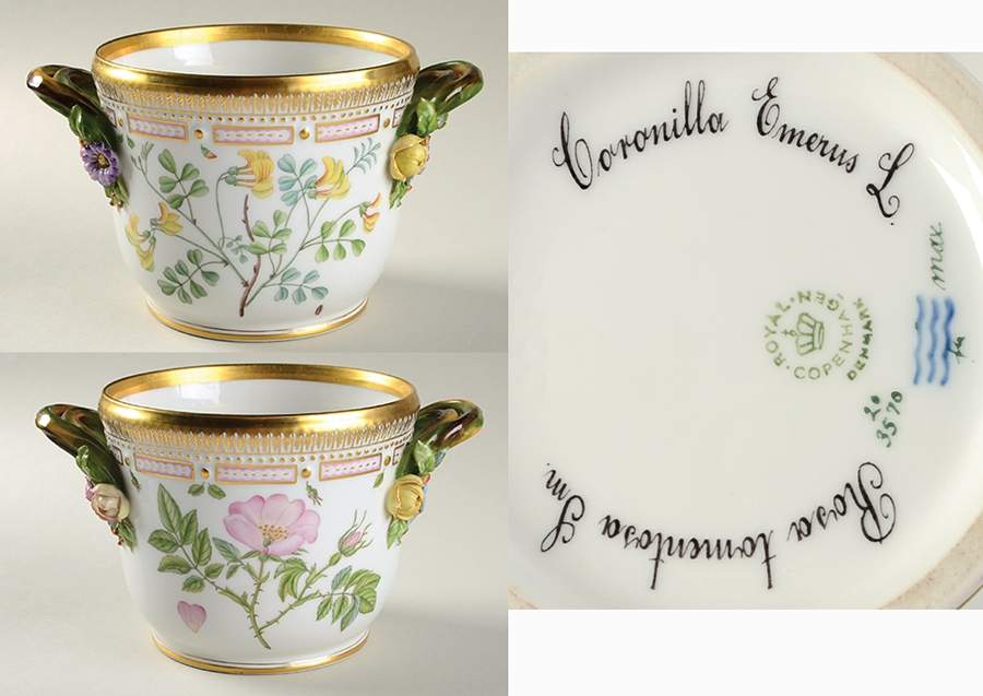 Flora Danica (1961 To Current) Small Round Wine Cooler/Cache Pot-Cor Eme,Rosa tom by Royal Copenhagen-1
