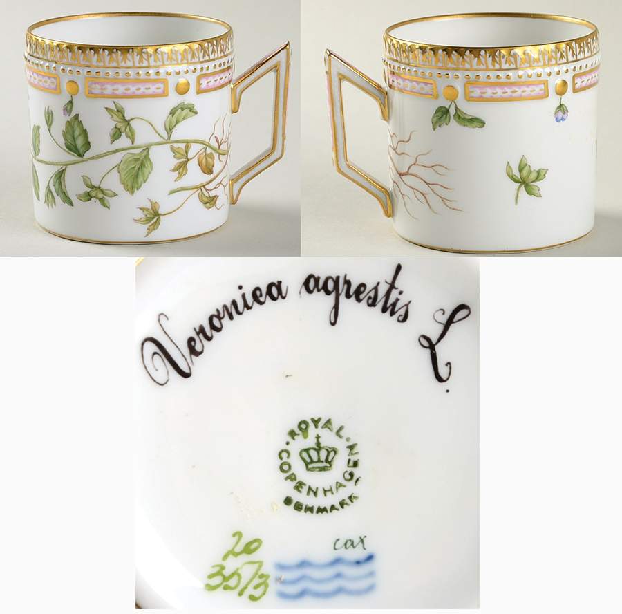 Flora Danica (1961 To Current) Chocolate Cup-Veroniea agrestis L. by Royal Copenhagen-1