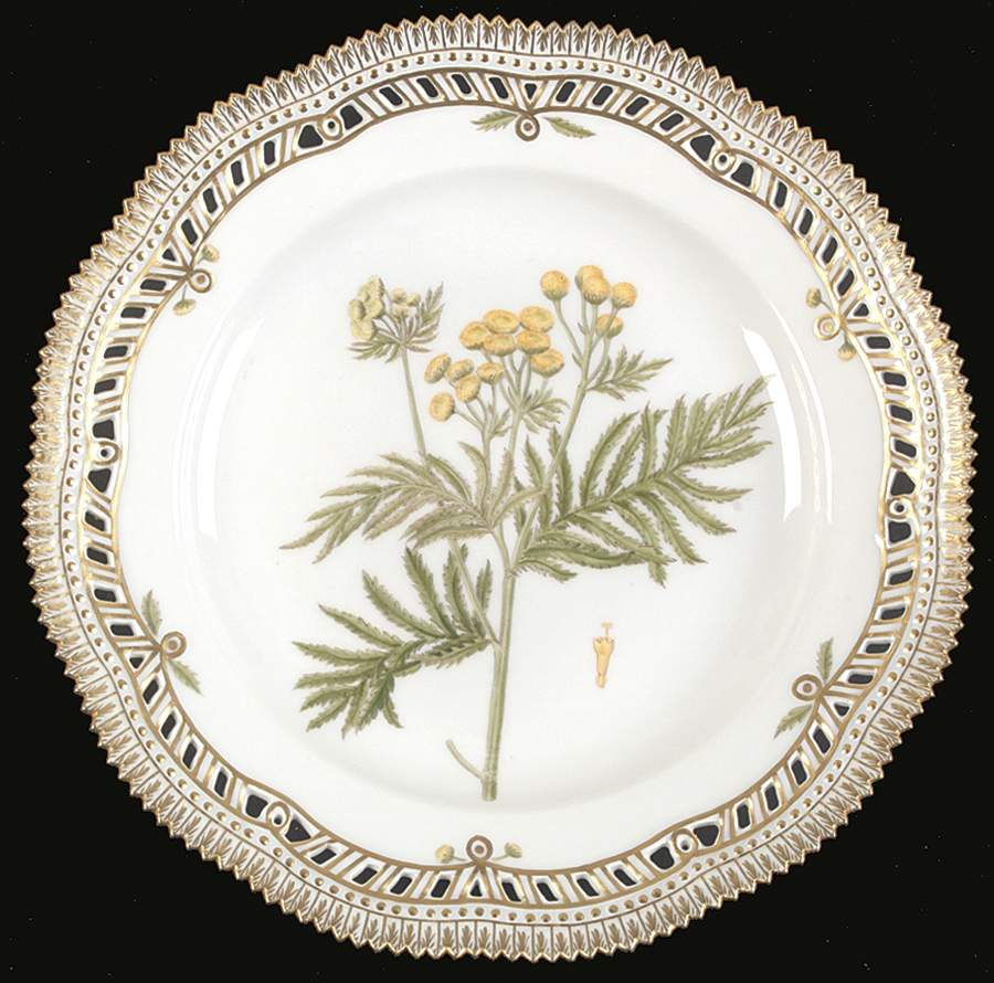 Flora Danica (1961 To Current) 9" Pierced Dinner Plate/Fruit Std-Tanacetum vulga by Royal Copenhagen-1