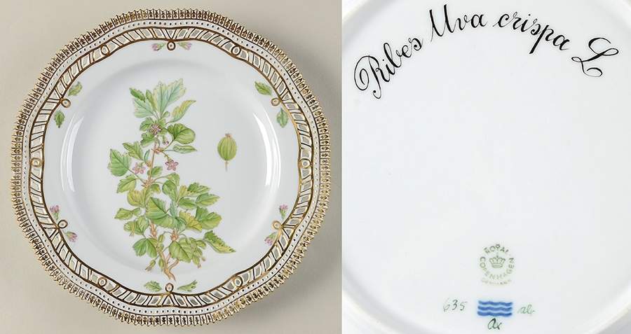 Flora Danica (1961 To Current) 9" Pierced Luncheon Plate/Fruit Std-Ribes Uva cris by Royal Copenhagen-1