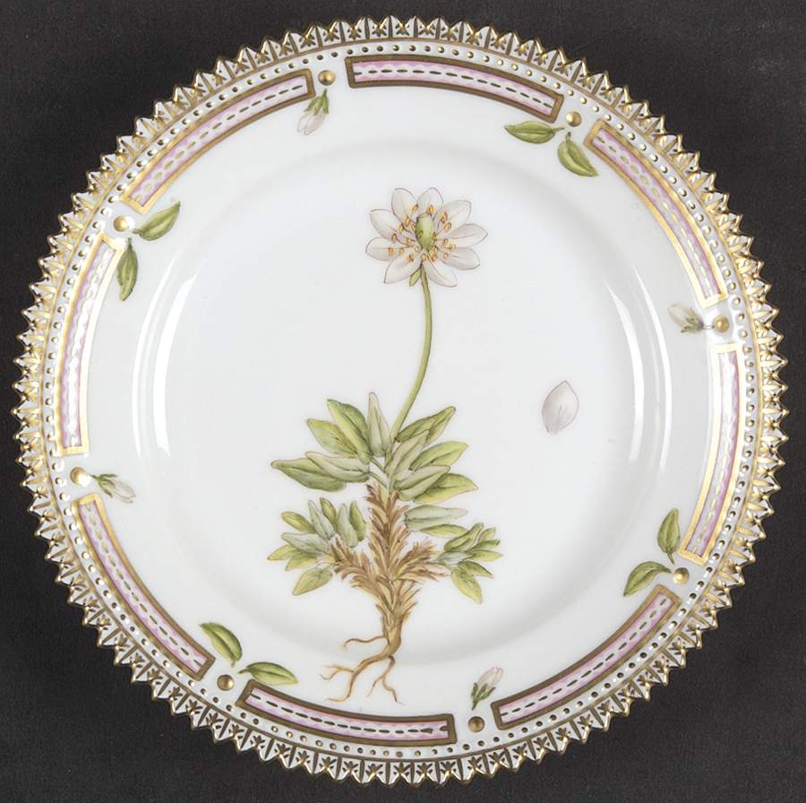 Flora Danica (1961 To Current) Bread & Butter Plate-Dryas integrifolia Vahl by Royal Copenhagen-1