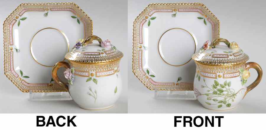 Flora Danica (1961 To Current) Round Custard Cup, Saucer & Lid-Cardamine bellidif by Royal Copenhagen-1