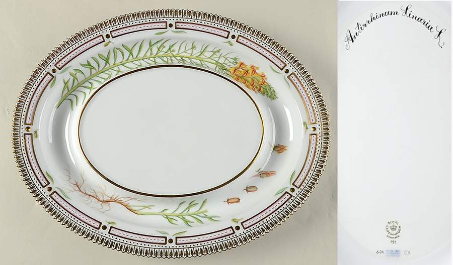 Flora Danica (1961 To Current) Oval Tureen Underplate-Antirrkinum Linaria L by Royal Copenhagen-1