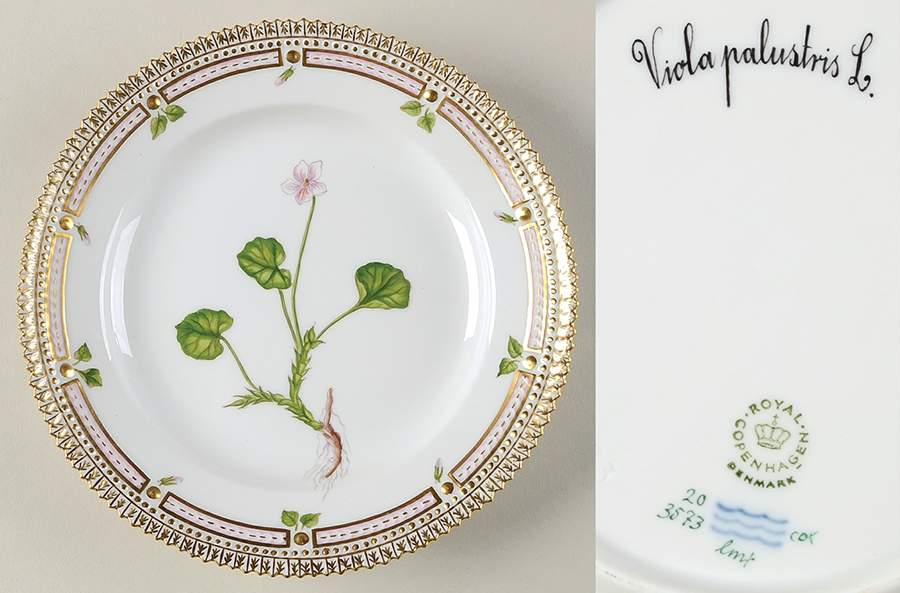 Flora Danica (1961 To Current) Salad Plate-Viola palustris L. by Royal Copenhagen-1