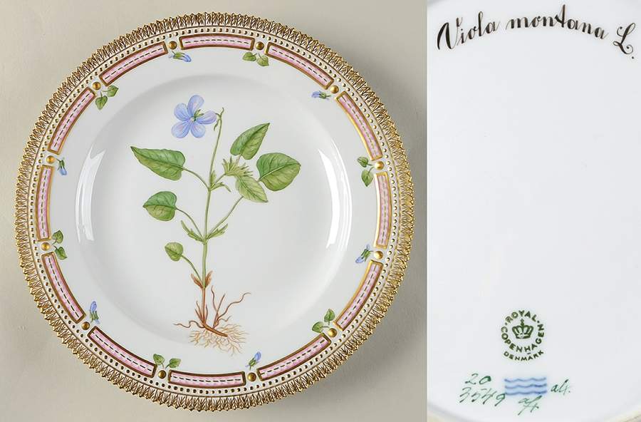 Flora Danica (1961 To Current) Dinner Plate-Viola montana L. by Royal Copenhagen-1
