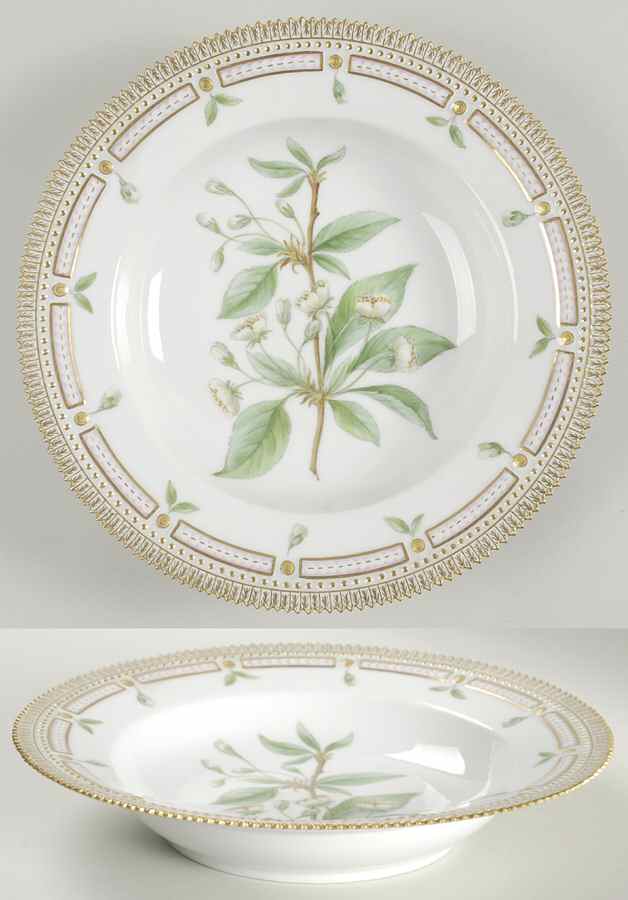 Flora Danica (1961 To Current) Large Rim Soup Bowl-Cerasus avium L by Royal Copenhagen-1