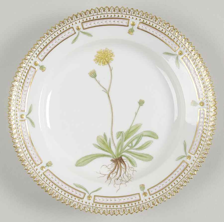 Flora Danica (1961 To Current) Salad Plate-Hieracium auriculaeforme Fr by Royal Copenhagen-1