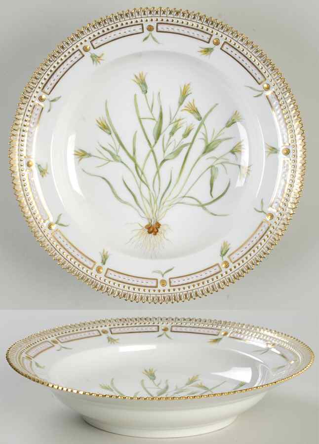 Flora Danica (1961 To Current) Rim Soup Bowl-Gagea minima L by Royal Copenhagen-1