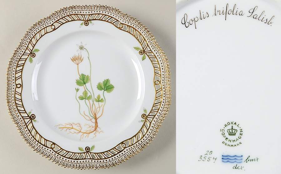 Flora Danica (1961 To Current) 9" Pierced Luncheon Plate/Fruit Std-Coplis Irifoli by Royal Copenhagen-1
