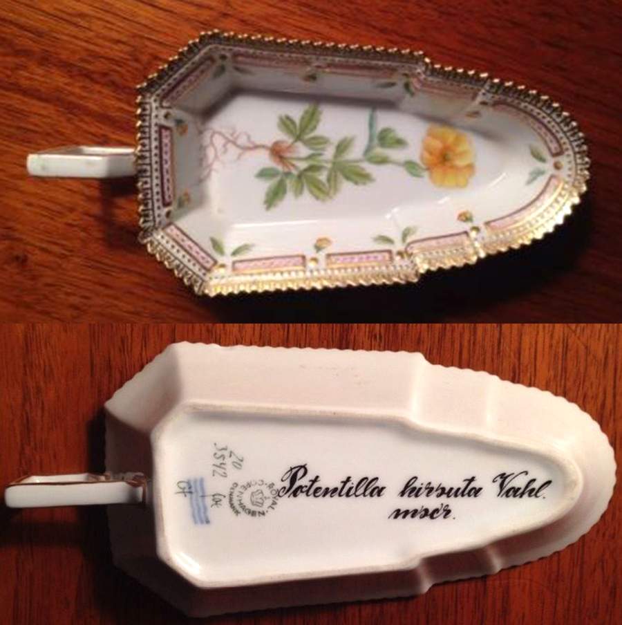 Flora Danica (1961 To Current) 6" Pickle/Accent Dish-Potentilla hirsuta Vahl. mse by Royal Copenhagen-1