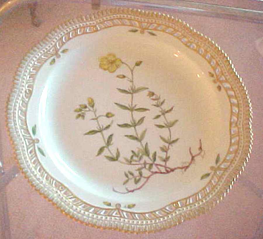 Flora Danica (1961 To Current) 10" Round Pierced Platter-Helianthemum vulgare L by Royal Copenhagen-1