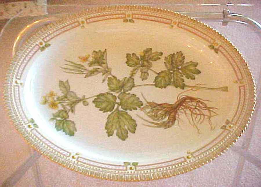 Flora Danica (1961 To Current) 15" Oval Serving Platter-Chelidonium majus L by Royal Copenhagen-1
