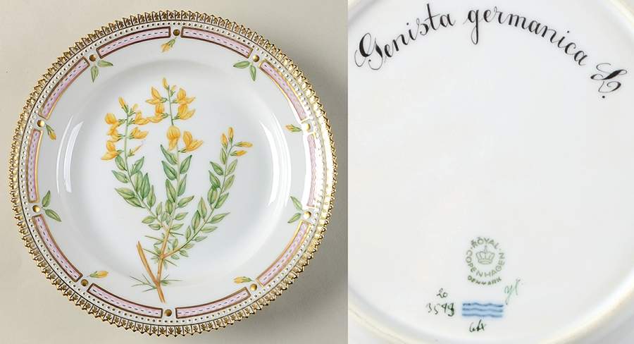 Flora Danica (1961 To Current) Salad Plate-Genista germanica L. by Royal Copenhagen-1